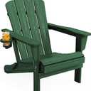 Folding Adirondack Chair with Cup Holder, Green
HDPE All-Weather Patio Chairs, Wooden Textured Lawn Chair for Poolside, Backyard, Deck, Fire Pit
