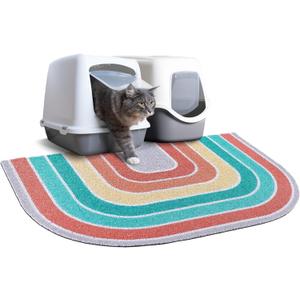 Unicorn Catcher Cat Litter Mat Quality Litter Box Mat Large Non-Slip Cat Litter Mat Litter Trapping Mat Soft Kitty Litter Mat Compatible Two Litter Boxes Cat Products Easy to Clean, Orange, Large