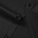Mens Wrinkle Free Dress Shirts Regular Fit Business Button Down Shirt Formal Long Sleeve Wedding Stretch Shirts (Black, L)