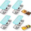 Stainless Steel Snack Containers, 4 Pack Grab and Go Snack Containers Reusable, Double Compartment Food Storage Containers with Lids, Lunch Box Containers for Travel, Outdoor Camping and Daily Use
