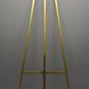 GRENTY 57.5" Gold Easel Stand for Wedding Sign  4 Adjustable Height Levels, Assembly Required, Heavy Duty Metal Display Stand for Art, Welcome Signs, Posters, Pictures, Paintings, and Floor Dcor