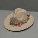 Gossifan Women's Felt Fedora Hat Wide Brim Panama Hats with Tassel (Medium)