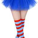 80s Women Tutu Costume Accessories Set Striped Sock Ponytail Headband Tutu Skirt for Halloween Mardi Gras Party (Standard, Blue)