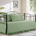 HOMBYS Daybed Cover Sets Diamond Stitching Daybed Bedding Set, All Season Cozy Bedding with Bedskirt with Shams, Microfiber Filling, 5 Pieces, Sage Green