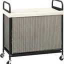 STORAGE MANIAC Rolling Laundry Hamper with Wheels 3-Section Laundry Sorter Rolling Laundrys Basket on Wheels with Removable Bag Clothes Hamper Laundrys Organizer Cart Bathroom Bedroom 120L Beige