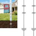 2 Pack 40in Heacy Duty Metal Yard Sign Stakes for Real Estate Sign Posts, Mailboxes, Long Yard Sign Holder Easy Installation Sign Post Stake for Pipes Less Than 3.7", Silver