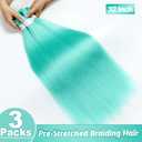 Pre stretched Braiding Hair 32 Inch Braiding Hair Extensions Hot Water Setting Synthetic Hair Pre Stretched Crochet Braids Hair(32 Inch,3 Packs,Mint#