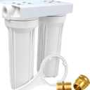 External RV Dual Water Filter System for RVs Boats Motor Homes Marines,Included Two Fliters and Mounting Bracket