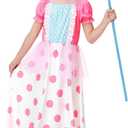 Halloween Pink Princess Dress Cute Polka Dot Print Maxi Dresses XS-2XL (5-6 Years)