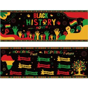 2 Pcs Black History Month Banner Decorations 13.8 x 38.6 Inch African American History Month Black Girl Banner February Sign Party Supplies for Indoor Outdoor Party Home Decor