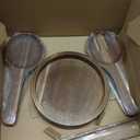 Large Glass Salad Bowl with Lid Set, 5.7 L Decorative Glass Mixing Bowl, Trifle and Serving Bowls with Lids as Cheese Charcuterie Board and Plate, Comes with Wood Serving Utensils