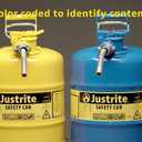 Justrite 2 Gallon Type II Red Safety Gas Can for Gasoline with Flame Arrester, Self-Closing Lid, and 5/8" Flexible Metal Spout, Made in the USA, Galvanized Steel Flammable Storage Can, 7220120