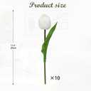 DILATATA 10 Pcs White Tulips Artificial Flowers Large Tulips Head Real Touch Fake Tulip Fake Flowers for Mother's Day 11.4" Faux Tulip for Vase Centerpieces Home Wedding Bouquet