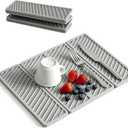 WAFT YEARN 1PCS Stone Dish Drying Mat for Kitchen Counter, Foldable & Quick Dry Drying Pad, Home Dish Diatom Pad for Dishes, Bottles, Cups, Plates, Glassware, Coffee Mugs Grey 19.7x15.2 Inch