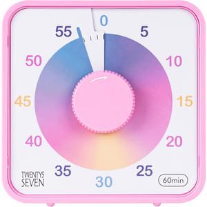 TWENTY5 SEVEN Countdown Timer 7.5 inch, 60 Minute 1 Hour Visual Timer for Classroom Teaching Tool Office Meeting, Mechanical Countdown Clock for Kids Exam Time Management Magnetic, Ombre Pink Macarons