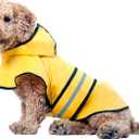 SPOT Rainy Days Slicker - Yellow Dog Rain Jacket With Hood, Reflective Strip for Safety, Leash Hole & Adjustable Velcro Belly Strap, 100% Polyester Water Resistant Pet Raincoat - Small, 9in Long