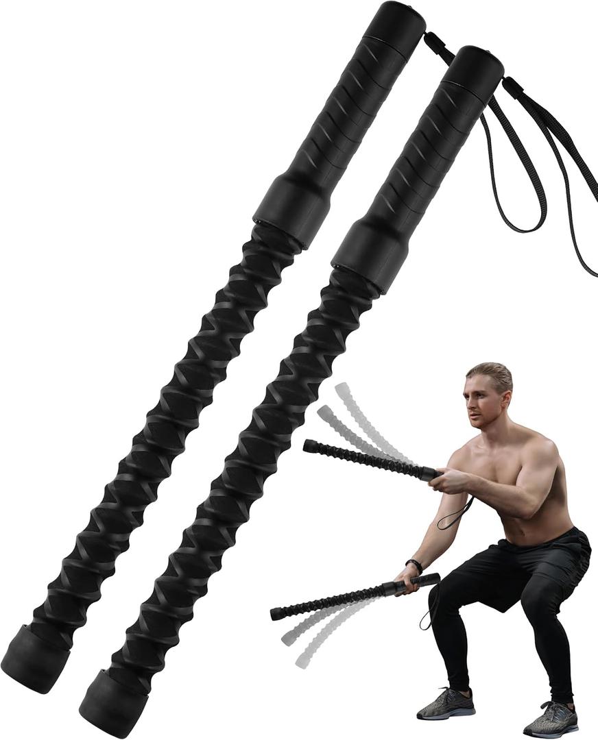 Ropeless Battle Ropes, Cordless Battle Ropes Workout for Home Gym, Heavy Duty Weighted Wireless Rope Lightweight Device HIIT, Portable Training Flow Rope, Battle Rope Sticks for Men & Women