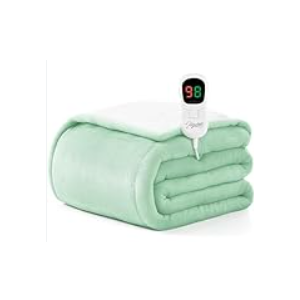 Homemate Heated Blanket Electric Throw - 50"x60" Heating Blanket Throw 1/2/4/6/8 Hours Auto-Off 10 Heat Levels Over-Heat Protection Soft Flannel Sherpa ETL Certification (striped))