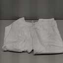 Cotton Casual Capri for Women Elastic High Waisted Loose Lantern Tapered Harem Pants with Pockets (White, M)