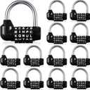 Shimeyao 12 Pcs Gym Locker Lock 5 Digit Combination Your Own Word Safety Padlock for Toolbox, Hasp Cabinet Storage, Black
