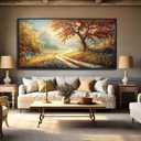 YDYSUNE Landscape Canvas Poster Wall Art Vintage Countryside Field Path Scenery Picture Print Wall Decor Retro Painting Artwork for Modern Home Bedroom Office 29x58inch