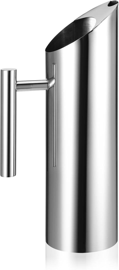 53oz/1.5L Stainless Steel Water Pitcher Metal Pitcher with Ice Guard Silver Carafe Drink Pitcher with Handle for Juice, Coffee, Milk, Iced/Hot Tea