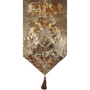 Elegant Luxury Shiny Bronze Velvet Damask Deco Tassels Wedding Party Hotel Restaurant Bed Table Runner Cloth (13inch x 82inch)