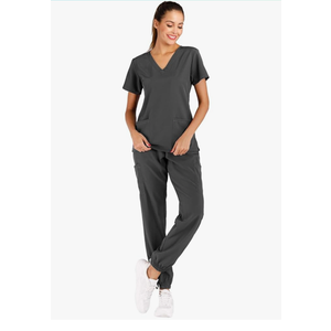 Minty Mint Women's Solid Stretch Medical Uniform Scrub Set V Neck Top Cargo Tapered Jogger Pants (Teal, 3XL)