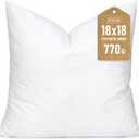 Artscope Synthetic Down Pillow Insert, 18x18 Down Alternative Throw Pillow Insert. Ultra Soft Fluffy Sleeping Pillow with 100% Cotton Cover, Decorative Pillows-White.