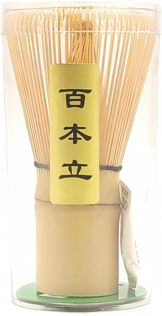 Matcha Whisk - Bamboo Whisk for Matcha Powder, Handcrafted Organic Traditional Japanese Chasen, 100-Prong Matcha Stirrer Wisk Mixer Brush for Authentic Tea Preparation