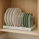 White Plate Stacker for Inside a Cabinet Expandable 10-Slot Vertical Plate Organizer and Adjustable Dish Rack Heavy-Duty Metal Cabinet Storage for Plates, Lids, and Cutting Boards