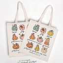 Sldpngo Fall Canvas Tote Bags Galatians Pumpkin Tote Bag Reusable Cotton Handbag Grocery Bags for Shopping Market Autumn Theme Harvest Party Gift for Women