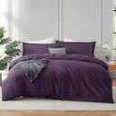 Hearth & Harbor Purple Duvet Cover Queen Size - 3 Piece Soft Double Brushed Bedding Set - Includes 1 Queen Duvet Cover with Button Closure 90x90 inches and 2 Pillow Shams