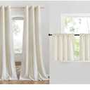 NICETOWN 2 Panles 42" x 84" Grommet Linen Curtains with 2 Panels 55" x 30" Rod Pocket & Back Tab Linen Valances for Living Room, Bedroom, Natural