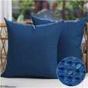 DFXSZ Outdoor Pillow Covers 18X18 Inch Set of 2 Dark Blue Waffle Textured Polyester Pillow Covers Spring Summer Outdoor Waterproof Decor for Patio Funiture Garden 025A18