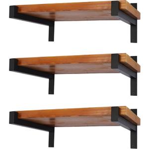 EZYDECOR 6 Pcs Heavy Duty Shelf Brackets 13 Inch Wall Mounted Industrial Metal Shelving Supports with Lip (Black)