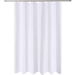 N&Y HOME Fabric Shower Curtain Liner Extra Long 72 x 84 Inches with 2 Bottom Magnets, Hotel Quality, Washable, White Spa Bathroom Curtains with Grommets, 72x84
