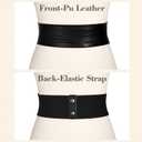 SANSTHS Women Wide Elastic Belts for Dresses Vintage Fashion Stretchy Waist Belts Ladies Cinch Belts Leather Waistband (Black)