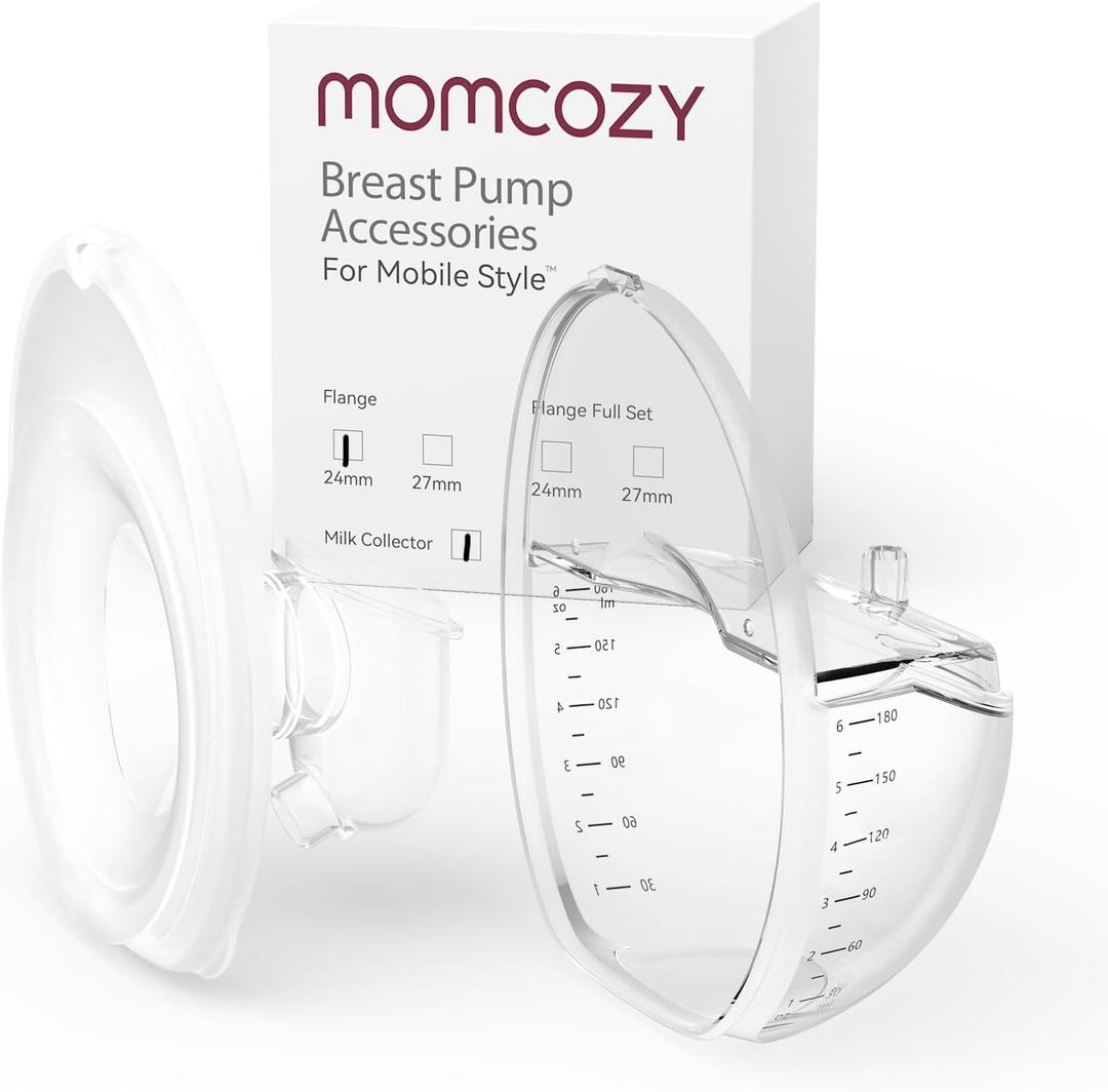 Momcozy Mobile Style | M6 Flange 24mm & Milk Collector, Original Mobile Style | M6 Breast Pump Replacement Accessories (Transparent)