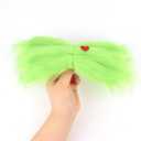 Green Furry Bow Hair Clips for Women - 2 Pack Red Heart Accent Hair Accessory