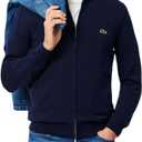 Lacoste Men's Zipped High Neck Cotton Sweater (X-Large, Navy Blue)