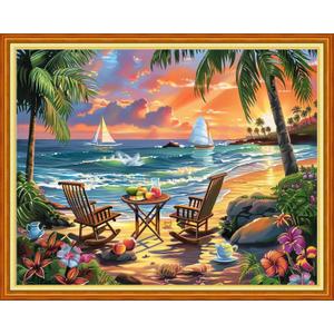 Funart Stamped Cross Stitch Kits for Beginners Full Range of Cross Stitching Preprinted Embroidery Kits for Adults, 11CT Embroidery Pattern Needlepoint Kits- (ArtColors25)