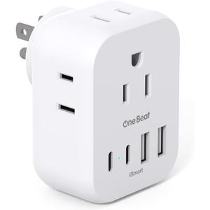 Travel Cruise Ship Essentials, Multi Plug Wall Outlet Extender with 4 Outlets 4 USB (2 USB-C), Cruise Approved Power Strip Non Surge Protector, Plug Adapter, Travel Cruise Must Have Accessories