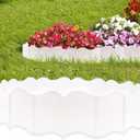 20 Pcs Garden Edging Borders, 10.5ft Plastic Landscape Borders, 5.3 in Tall Interlocking Decorative Gardens Fences Edging, Flexible Lawn Edging Flower Bed Border, for DIY Patio Walkway Yard (White)