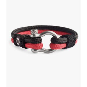 Men's Rope Bracelet - Stainless Steel Black and Silver Shackle, Extremely Durable and Scratch Resistant Waterproof Paracord, Handmade, Nautical Wristband for Men