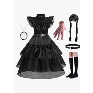 WYB Black Costume Dress for Girls Cosplay Dress Kid Halloween Costumes Costumes Cosplay Party Dress with Accessories 4-12Y
