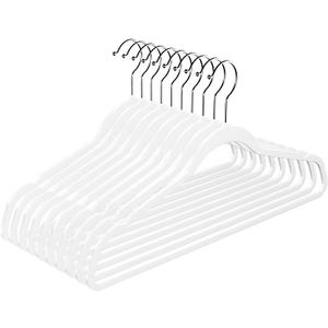Hangers 50 Pack,Ultra-Thin Plastic Clothes Hangers (17.7 Inch) - Space-Saving Slim Hangers with Non-Slip Grooves for Wardrobe, Closet & Dorm Organization(White)