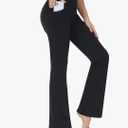 nuveti 29"/31"/33"/35"/37'' High Waist Workout Bootleg Yoga Pants Tummy Control 4 Pocket Workout Yoga Pants Flare Leggings