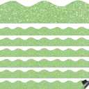 Qeeenar 24 Pcs Apple Green Glitter Magnetic Borders for Classroom Glitter Bulletin Board Borders Whiteboard Chalkboard Shine Strips Trim Scalloped School Bulletin Board Decorations