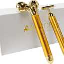 Amirce Face Massager Roller Golden 3D Roller Electric Facial Roller and T Shape Facial Roller Massager Kit Face Roller